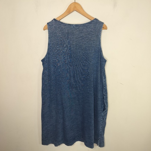 Jane & Delancey Dress Sleeveless Pockets Blue Cotton - Picture 6 of 6